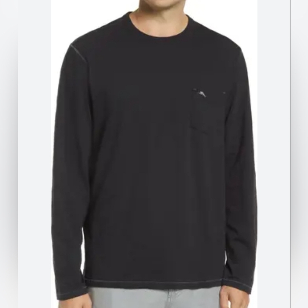 Tommy Bahama Bali Beach Crew Men's Charcoal Long Sleeve Tee Sz. XL